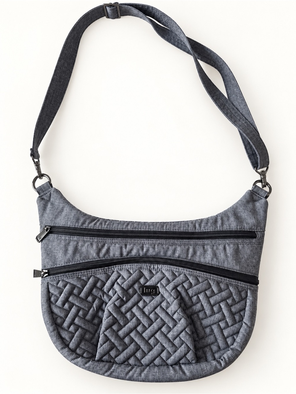 Lug Hippy Gray Adjustable Crossbody Bag Travel Quilted